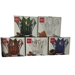 Mikasa Crystal Votive Christmas Holiday Candle Holder Czech Red Green Blue Clear